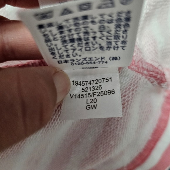 Lands End Pink & White ¼ Zip French Terry Pullover Size Large - Picture 9 of 9